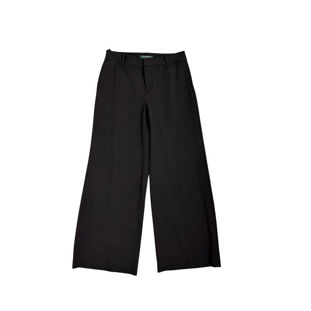 Lauren Ralph Lauren Wide Leg High Rise Loose Tailored Black Trouser Pants Size 2